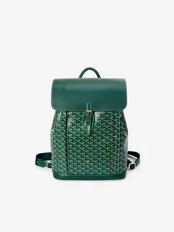 Goyard leather patterned backpack, flap top with buckle