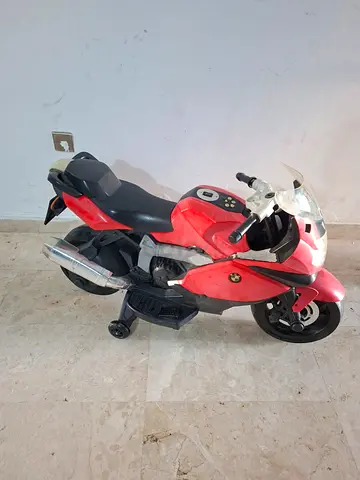Red Kids Electric Ride-On Motorcycle with Training Wheels