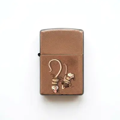 Vintage Zippo-style Brass Lighter with Monkey Design - UNUSED 37