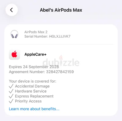 Apple AirPods Max 2 with AppleCare+ (warranty until Sep 24, 2028)