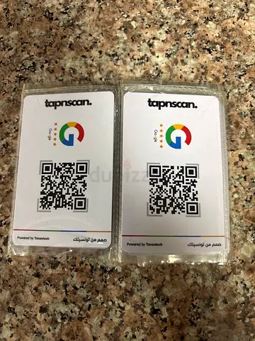 Set of 2 Laminated Google QR Business Cards (Tapnscan) with QR and NFC