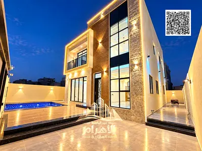 فيلا بمسبح داخلى شامل الرسوم بالقرب من المسجد. من أفخم الفلل في عجمان. بناء وتشطيب سوبر ديلوكس، مساحة بناء واسعة جدًا وغرف، تملك حر. للبيع، فيلا بموق