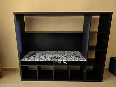 Dark Brown Entertainment/TV Unit with Shelves and Storage - Good Condition