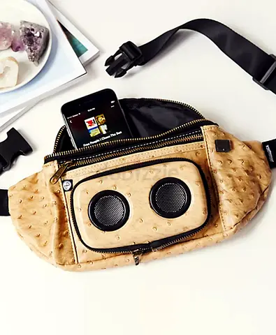 Colorful geometric pattern waist bag / $%&!# pack with front speakers