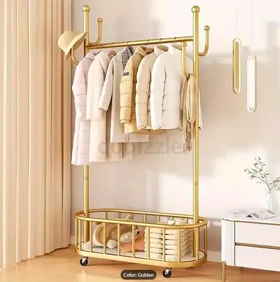 White Freestanding Clothes Rack with Lower Storage & Wheels all over UAE cash on delivery