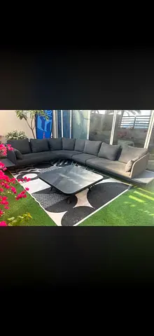 Maze Rattan L shaped sofa and table