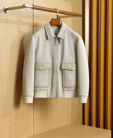 Loro Piana light beige wool blend zip jacket (SUPER MASTER QUALITY)