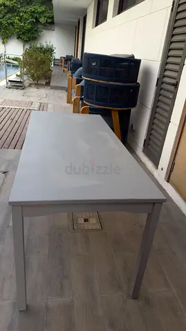 Simple outdoor/indoor rectangular dining/work table — grey, good condition