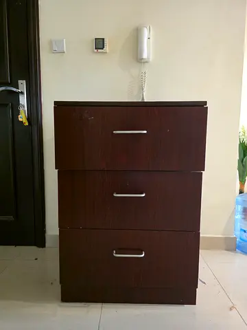 Dark Wood 3-Drawer Chest / Dresser in Good Condition