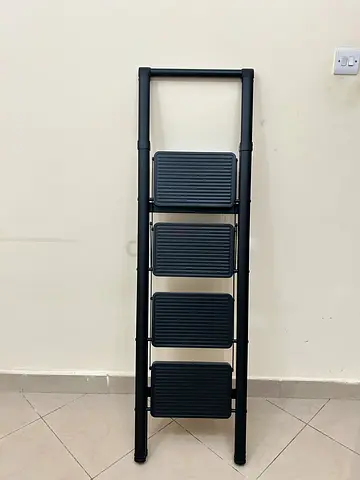 Black metal wall ladder shelf / towel rack - slim modern design