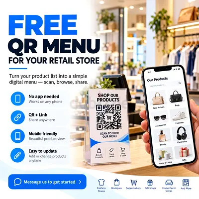 Free QR Menu & Product Catalog for Retail Stores - Ready to Use