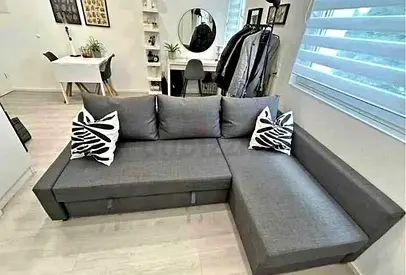 L-shaped Grey Fabric Sofa bed with Storage -Good Condition