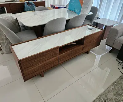 Tv stand wooden with marble top (Brand New)