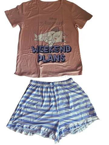 Girl's Pink Disney 'Weekend Plans' Short Pajama Set - Size M