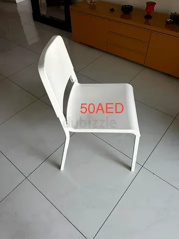 White metal/plastic dining/side chair - sturdy, used, 50 AED