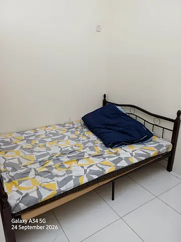 Single metal bed frame with mattress - good condition