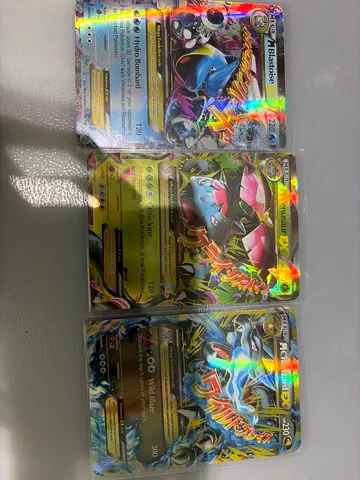 Set of 3 Holographic Pokémon EX Mega Cards — Blastoise, Venusaur, Charizard
