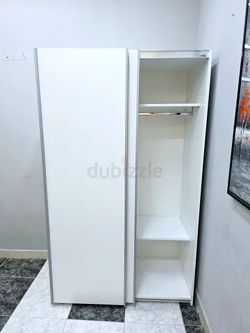 White Sliding Door Wardrobe - 2 Door, Good Condition