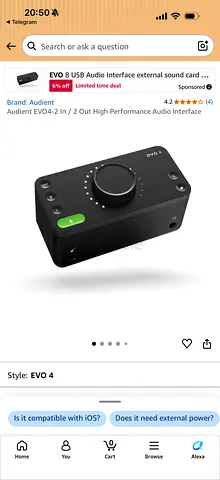 Audient EVO 4 USB Audio Interface - Compact 2-in/2-out (Used)
