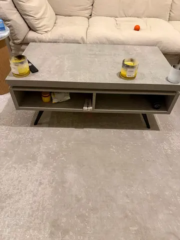 Modern rectangular coffee table with storage shelf - grey finish