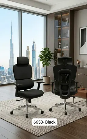 Ergonomic High-Back Office Chair with Headrest – Black (Set)