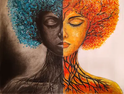 Original Mixed-Media Painting — Dual-Essence — Dimensions: 39.3 in (width) × 31.5 in (height)