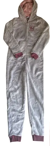 Harry Potter Soft Hooded Grey Onesie with Zip - Size Small
