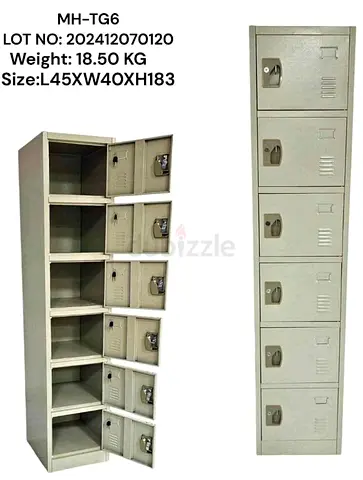 6-Door Metal Storage Locker Cabinet - Office/School Use