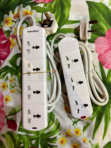 Two 3-Socket Extension Power Strips with Cables (UK Plug)