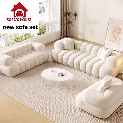 Modern Cream 3-Piece Curved Sofa Set - brand New