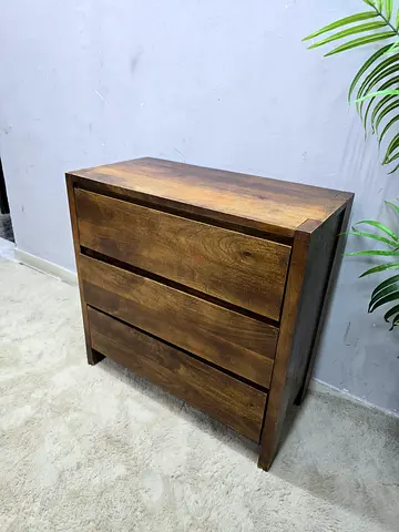 Solid Wood 3-Drawer Chest / Dresser - Dark Finish
