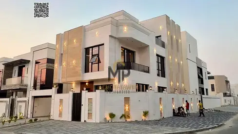 A corner villa featuring a luxurious Saudi-style design and a prime location directly facing a mosq