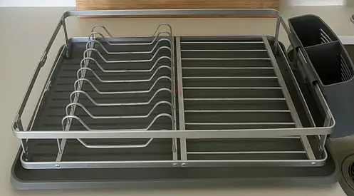 Stainless Steel Dish Drying Rack with Drip Tray and Cutlery Holder