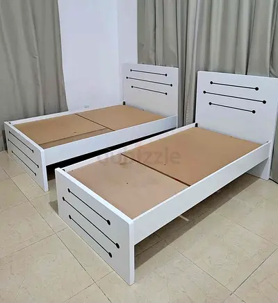 Brand New Pair of white single beds (twin) - simple wooden frames