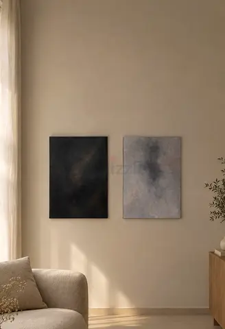 Pair of Abstract Wall Canvases — Neutral Tones