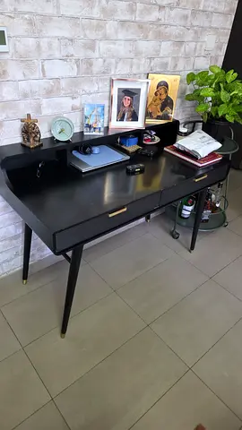 Black Modern Writing Desk with Drawers — Good Condition