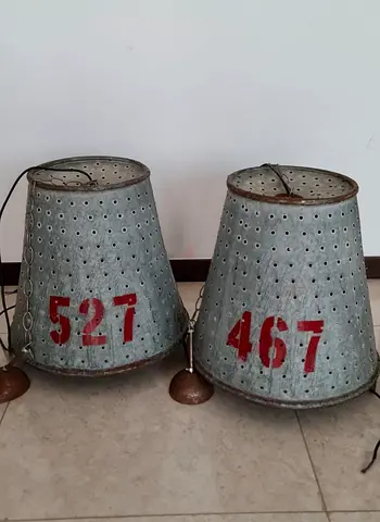 Pair of Vintage Perforated Metal Heat/Steam Buckets (Numbered 527 & 467)