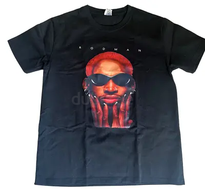 Black Graphic T-Shirt with Rodman Portrait - Unisex Casual Tee