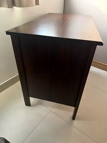 IKEA - Compact Wooden Study Desk with Side Shelves - Dark Brown