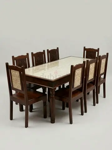 Solid Wood 8 Seater Dining Table and Chairs