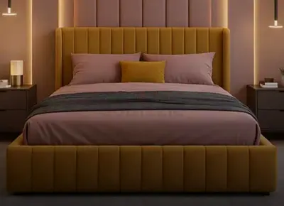 Modern dezine luxury king size 180-200Upholstered bed included spring matress 22 cm thikniss.