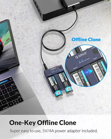 ORICO M.2 NVMe Cloner Dual-Bay NVMe Docking Station USB C to NVMe SSD Enclosure Aluminum M.2 Duplica