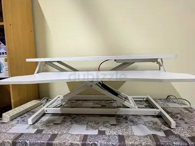 White Height-Adjustable Standing Desk Converter - Two-Tier