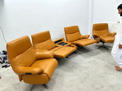 Pure leather electric recliner sofa set