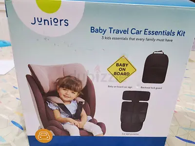 Juniors Baby Travel Car Essentials Kit - Baby On Board + Backseat Protector