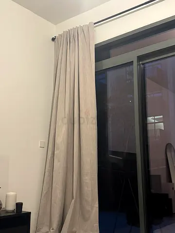 (2 packs- each pack set of 4)Beige floor-length blackout curtains - set of 2, good condition