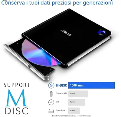 ASUS Blu-ray RW EXT USB3.1 ASUS SBW-06D5H-U BDXL SLIM Black