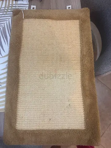 Used wall-mounted sisal cat scratching pad with plush border