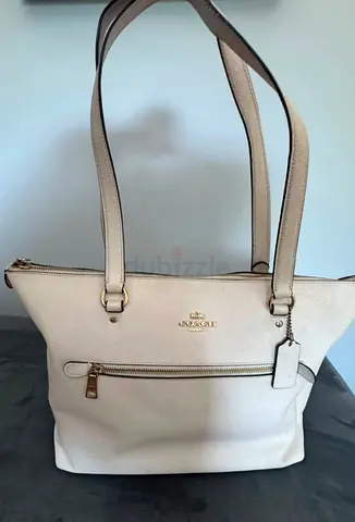 Coach Beige Leather Tote Bag - Good Condition