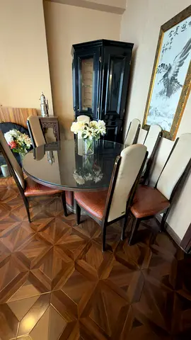Formitalia Luxury Italian Designer Dining Set – Glass Table & 6 Genuine Leather Chairs